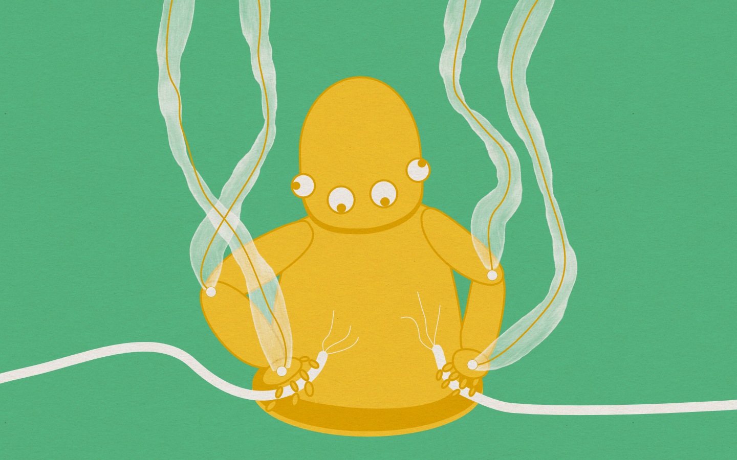 Robot with four eyes does not know where to connect wires
